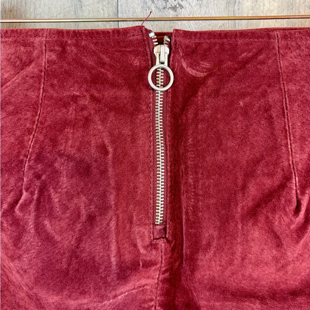 NWT Blank NCY Leather Suede A Line Miniskirt in Wine Red Size 25. - Picture 5 of 11